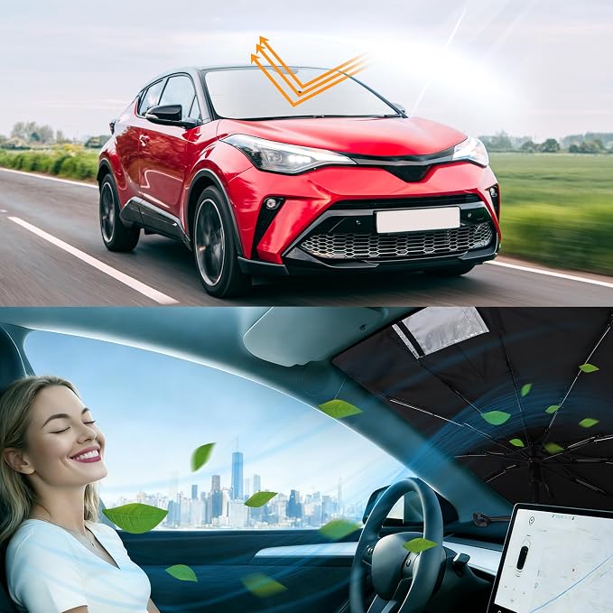 Windshield Sun Shade Umbrella for CHR 2018-2023 CH-R for Toyota | Full covered for windshield, Block UV Rays, Heat Reduction, Easy to install, Durable & Fold Up Small - Image 6