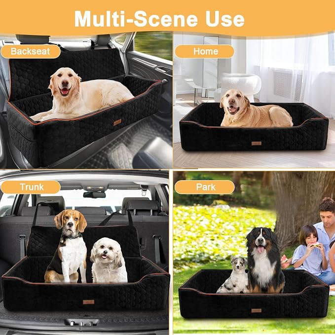 Dog Car Seat for Large Dogs Under 100LBS,Pet Booster Back Seat Removable Washable Pet Travel Safety with Safety Tethers & Storage Pocket (Black) - Image 5