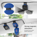 SINGARO Sunglasses Holder for Car, Leather Magnetic Buckle Sun Visor Sunglass Clip, Ticket Card Storage Glasses Clip, Car Interior Accessories for Men and Women（Black-Blue） - Image 7