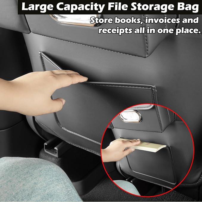 TOPABYTE Seat Back Kick Protector Organizer for Tesla Model Y Model 3 | Backseat Kick Mats with Storage Pockets for Model Y Juniper Model 3 Highland Tissue Holder Rear Passenger Organization, Black - Image 4