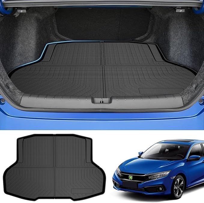 Powerty Trunk Mat for Honda Civic Sedan 2016-2021(Not for 2-Doors Models & Hatchback), All Weather TPE Cargo Mat Liner for Civic Rear Trunk by Powerty