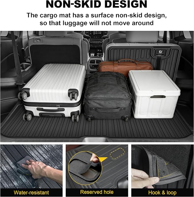 Floor Mats Fit for Honda Pilot 8 Seats 2016-2022 (No Elite Models) | TTX LIGHTING All Weather Cargo Liner with Back Seat Cover TPE Trunk Mat & Backrest Mat & Floor Liners Pilot Accessories - Image 5