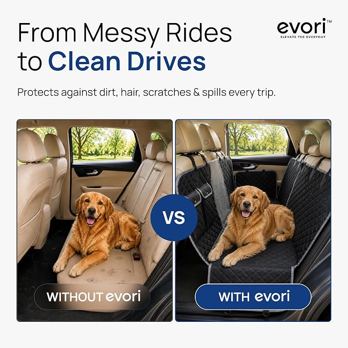 evori Dog Guard, Waterproof Dog Car Seat Cover with Mesh Barrier, Hammock | Nonslip back seat protector with mesh divider for cars, trucks and SUVs, scratchproof dog blanket, adjustable straps - Image 2