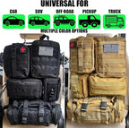 7 PACK Tactical Seat back organizer Truck organizer With 6 Detachable Pouches Universal For Car Truck Ford Jeep Military-Grade Heavier Panels With Multi-functional Packs (khaki) - Image 2
