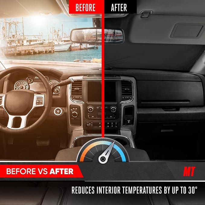 Motor Trend Custom Fit Dodge Ram 1500 Windshield Sun Shade - Fits All (2011-2018) Trims - Foldable Pop-Up Car Windshield Sunshade Dodge Ram 1500 Accessories - Automotive Ram Truck Interior Protection - Image 5