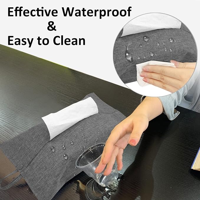 kakaforsa Toilet Paper Holder Reusable Tissue Holder Travel Tissue Holder Wall Hanging Tissue Box Cover Toilet Paper Storage Rectangle Napkin Holder Cloth Tissue Box for Car Office Desk, Gray - Image 7