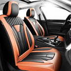 Fit Tacoma Premium Leather Car Seat Covers for Toyota Tacoma 2016-2022 2023 - Waterproof，Breathable，All-Weather Seat Cushion Protecto & Airbag Compatible, 2 Front Seat Orange&Black by Unknown