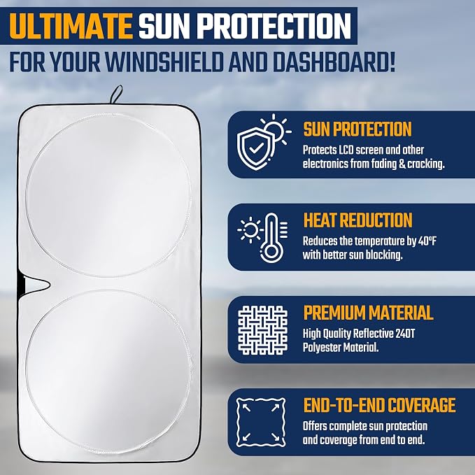 Econour Car Windshield Sun Shade,Foldable Front Window Sunshade, Sun Visor - Image 9