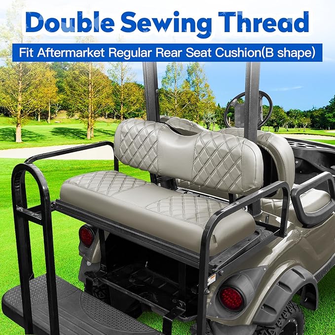 NOKINS Golf Cart Seat Covers 4 Piece Fits Yamaha Drive G29 /Drive2 | Front and Rear Seat Vinyl Covers, Golf Cart Accessories, No Staples(Oyster Gray) - Image 3