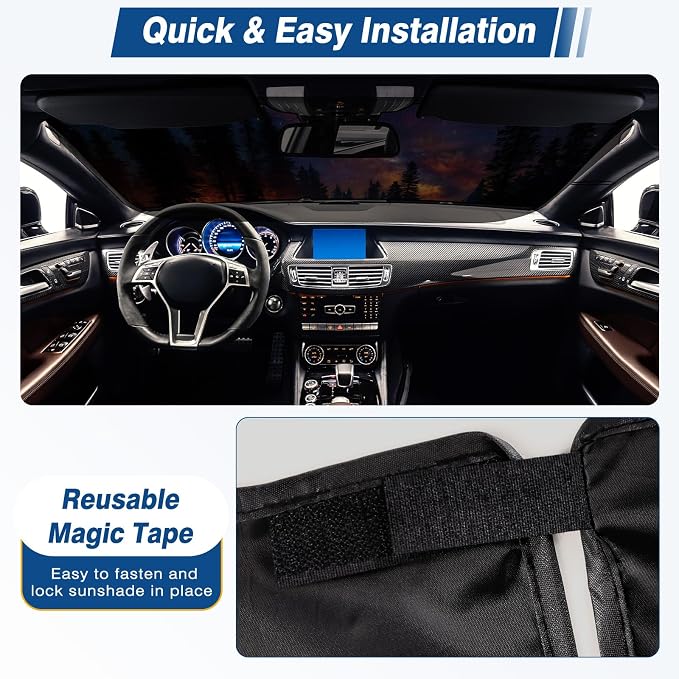 Car Windshield Sun Shade, Foldable Reflective UV Front Sunshade | 57" x 31", Sun Visor Blocks UV Rays & Keep Cool for Cars Interior, Fits Sedans, SUVs & Trucks, Foldable & Easy Storage - Image 4