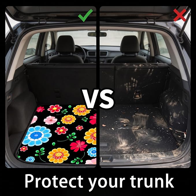 Universal Car Trunk Mat 29" x 39",Multicolor Floral,Butterfly Etc,Anti-Slip Easy to Clean, Trunk Protective Mat, Sporty Vehicle Interior Accessories Suitable for Most Car Models. - Image 5