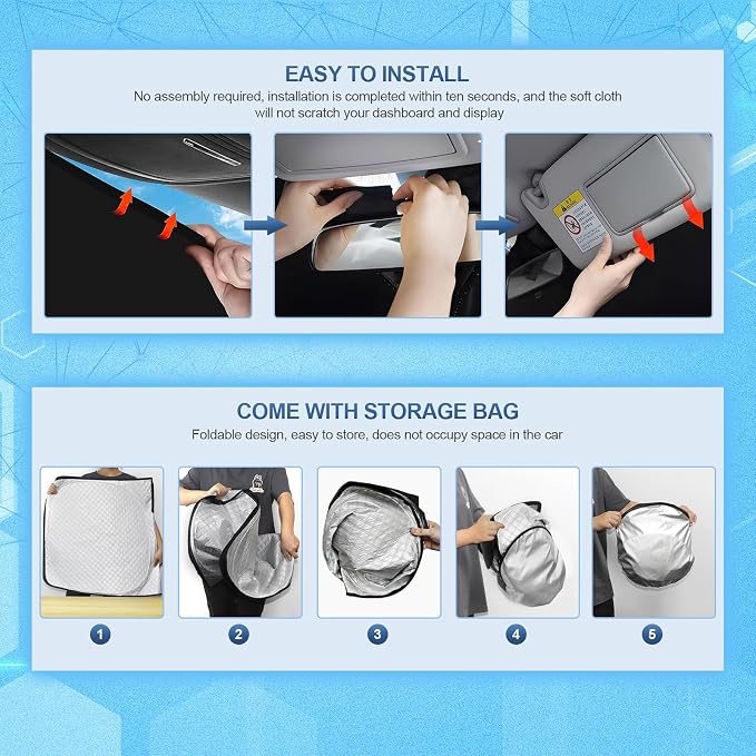 KMF 6pcs Thicken Sun Shades for Chevy Colorado 2015-2022 Accessories,Chevrolet Truck Full Car Window Covers Sunshade for Windshield Side Rear, UV Block and Blackout Privacy for Car Camping - Image 7