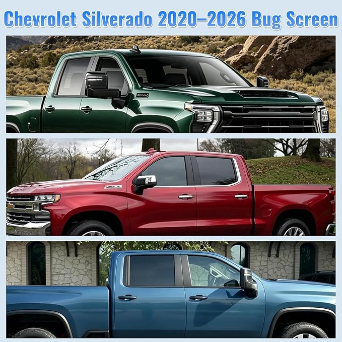 Side Window Screen Sun Shades Compatible with Chevy Silverado 2020-2026 | 2-in-1 Car Window Screen & Sun Shades Cover, Breathable Mesh Shade Heat & Privacy Protector for Camping, Sleeping & Rest - Image 2