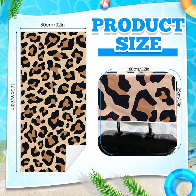 Hahafelt Car Seat Towel Cover with Storage Bag, 63 x 32 Inch Universal Non Slip Waterproof Sweat Protector for Car, Gym Swimming Running, Machine Washable (Leopard) - Image 2