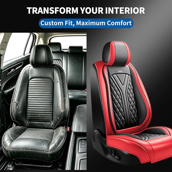 for Subaru Outback 2007-2026 Car Seat Covers, Full Set, Red | Luxury Full Coverage Leather Seat Protectors, Waterproof Breathable, Non-Slip, Easy to Install, Airbag Compatible, All-Season - Image 5