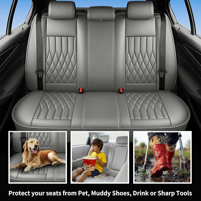 Fit for CH-R Car Seat Covers Compatible with Toyota CHR 2018-2022 - Waterproof Breathable Leather Automotive Seat Cushions Protector, Airbag Compatible, Full Set 5 Seats(Gray) - Image 3