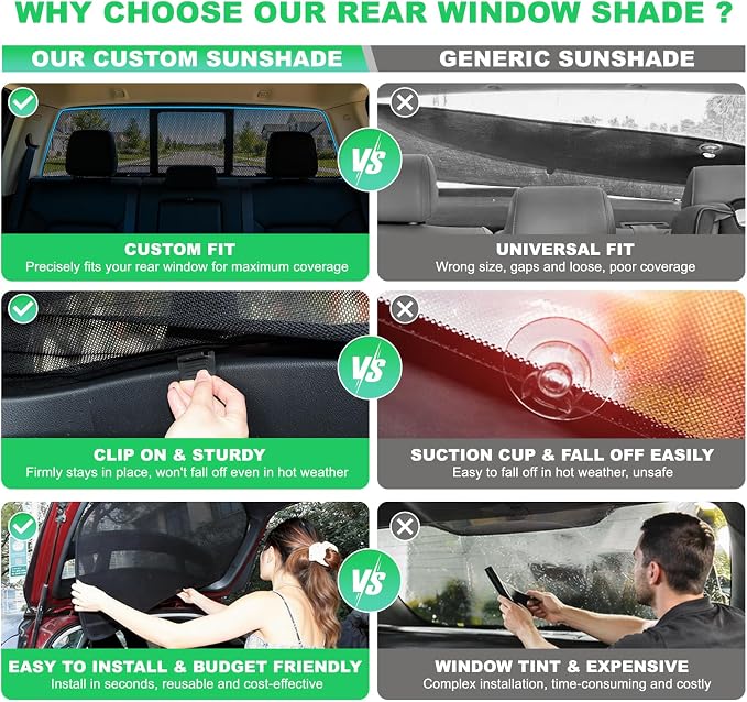 F150 Window Shades 2015-2020, Rear Mesh Coverage, 3PCS | Custom Fit Window Shades, Breathable Mesh Blocks UV Rays, Reduces Heat & Glare, Creates Comfort for Babies & Rear Passengers - Image 7