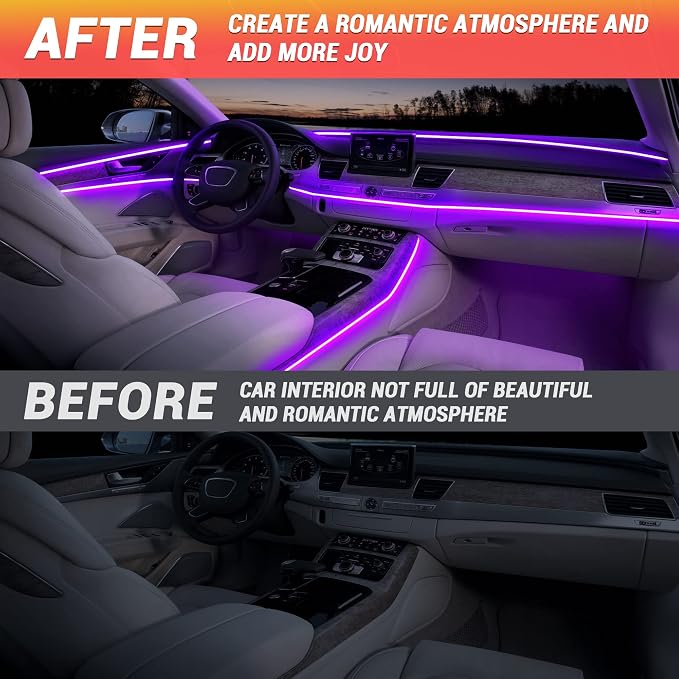 Interior Car LED Strip Lights 400 inches Fiber Optic tubing USB Powered RGB 8 in 1 Car Neon with Wireless APP and Remote Control, Ambient Lighting Kits 16 Million Colors,Sync to Music - Image 7