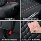 Car Seat Covers Full Set,Universal Fit for Most Cars,SUV,Sedans and Pick-up Trucks,Automotive Vehicle Faux Leather Cushion Covers for 5 Passenger Cars(Full Set,Black/Red) - Image 4