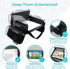 Kids Travel Tray for Car Seat, Carseat Table Tray for Kids Road Trip Activities, Car Trays for Kid Roadtrip Essentials, Toddler Lap Desk Organizer for Airplane - Black - Image 7