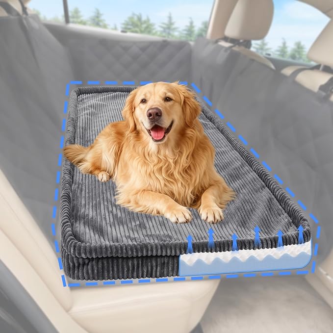 Loiion Dog Car Bed, Non-Slip Backseat Extender Pet Mat 56"x28.7"x2" | Removable, Washable Dog Bed With Waterproof Liner Protects Car Seats, Anti-Slip Travel Bed For Dogs by Loiion