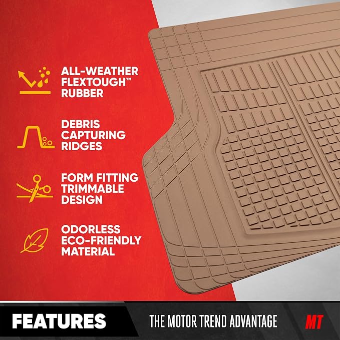 Motor Trend FlexTough Rear Cargo Mat – Heavy-Duty Trimmable Car Trunk Mat for Back of SUV, Universal Rear Cargo Liner for SUV, Flexible Trunk Liner, Automotive Floor Mats & Cargo Liners (Beige) - Image 3