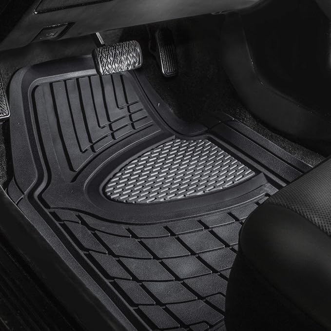 FH Group Automotive Floor Mats - Heavy-Duty Rubber Floor Mats for Cars, Universal Fit Full Set, Climaproof Floor Mats, Trimmable Floor Mats for Most Sedan, SUV, Truck Floor Mats Gray Black - Image 3