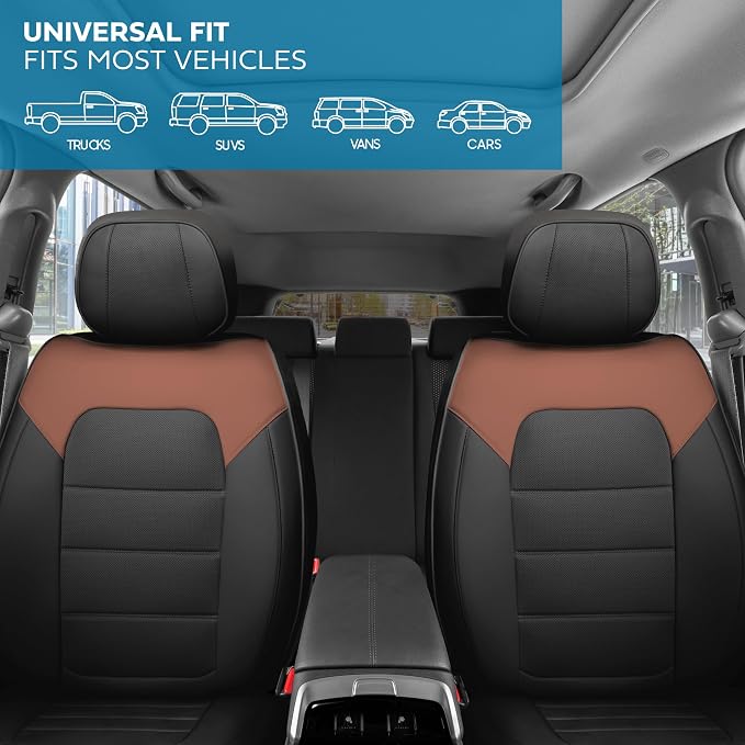 MotorBox Cabin King Western Estate Leather Seat Covers for Trucks & Cars | Brown and Black Car Seat Covers, Waterproof Leather Seat Covers, Car Accessories, Seat Protector, Universal Fit - Image 3