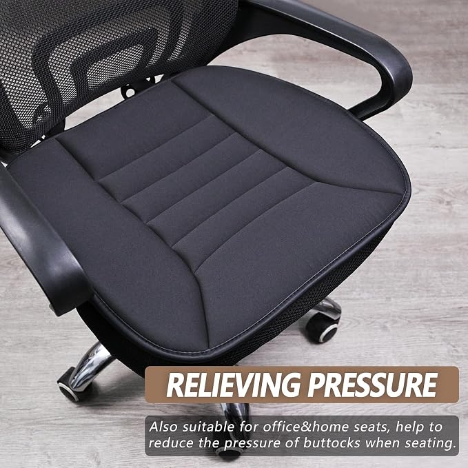MYFAMIREA 2PCS Car Seat Cushion Pad 1.2" Thick Comfort Seat Protector for Car Driver Seat Office Chair Home Use Memory Foam Seat Cushion with Non Slip Bottom, 20'' x 18.5'', Dark Gray - Image 6