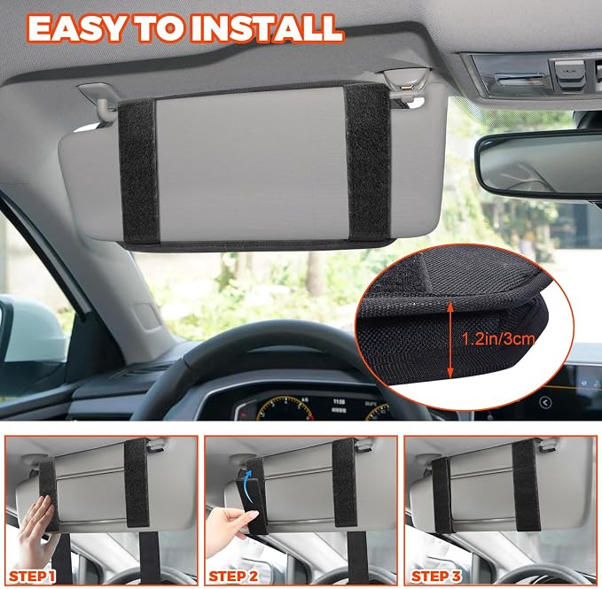 1000D Sun Visor Organizer Fits Most Car, SUVs, and Trucks | with Zipper Visor Storage Pouch, Car Sunglasses Holder, Hard Molle Panel for Tactical Gears - Image 6