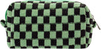 PAZIMIIK Checkered Makeup Bag for Purse Portable Zipper Make Up Pouch Small Cosmetic Case for Travel Accessories (Green Black) | Cute Zipper Makeup Organizer for Women, Travel Essentials, Toiletries, Makeup Brushes, Beauty Accessories&Bridesmaid Gifts by PAZIMIIK