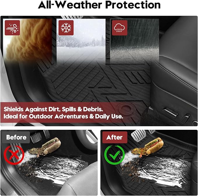 Floor Mats for 2025-2026 Tesla Model Y Juniper RWD 5 Seats, Full Set 15PCS | Custom Fit TPE Floor Liners with Cargo Liner, Seat Back Protectors, Full Trunk Mats, Waterproof, Non-Slip - Image 4