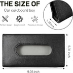 Car Tissue Holder, PU Leather Sun Visor Tissue Box (Black) | Wear-Resistant & Waterproof, Napkin & Mask Dispenser, Metal Memory Clips, Easy Refill, Fits Most Vehicles - Image 2