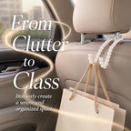 2PCS Elegant Pearl Car Seat Headrest Hook, Cute Seat Pearl Hanger Storage Organizer, Multifunctional Headrest Purse Hook Interior Decoration for Women Girls - Image 5