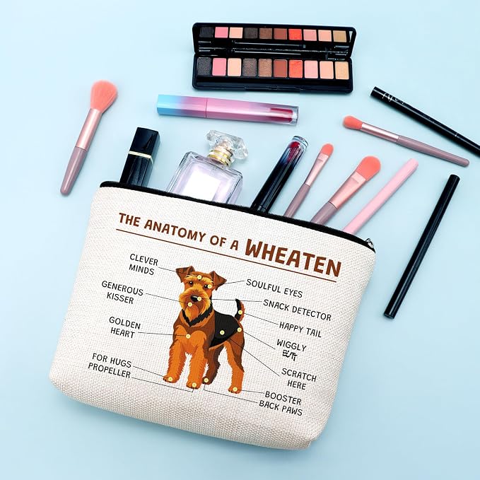 Funny Terrier Dog Lovers Makeup Bag Dogs Themed Gifts for Wheaten Terrier Lovers Owners Mom Travel Pouch Mothers Day Christmas Birthday Present for Women Mom Sister Cosmetic Bag with Zipper - Image 4