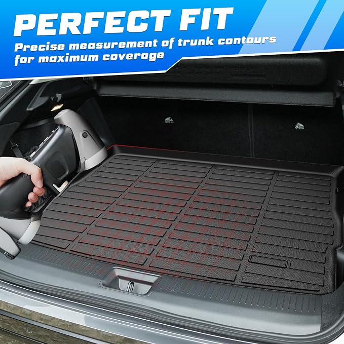 Sunsdrew Trunk Cargo Liner for 2023-2026 Nissan Ariya Accessoreis, Rear Trunk Mat Cargo Mat All Weather Protection TPE Rubber Raised Edge - Image 5