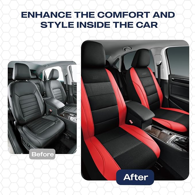 Skechers Seat Covers, Air-Cooled Memory Foam Car Seat Covers Front Seats, Airbag Compatible,Universal Fit for Most Cars, SUVs, Vans and Trucks,Red - Image 6