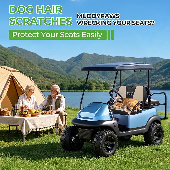 10L0L Golf Cart Seat Covers for Yamaha EZGO Club Car Seat Towel Cushion | Breathable Mesh All-Season Front/Rear Seat Blanket, UV Resistant, Cool Comfort, Machine Washable, Easy On, Great Golf Gift - Image 7