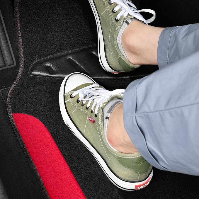 CAR PASS Waterproof Universal Faux Leather 3Row Car Floor Mats, Red Car Mats Fit for SUV,Vans,sedans, Trucks,Set of Vehicles Car Carpet with Driver Heel Pad and Anti-Slip Nibs Backing (Red 3Row) - Image 4
