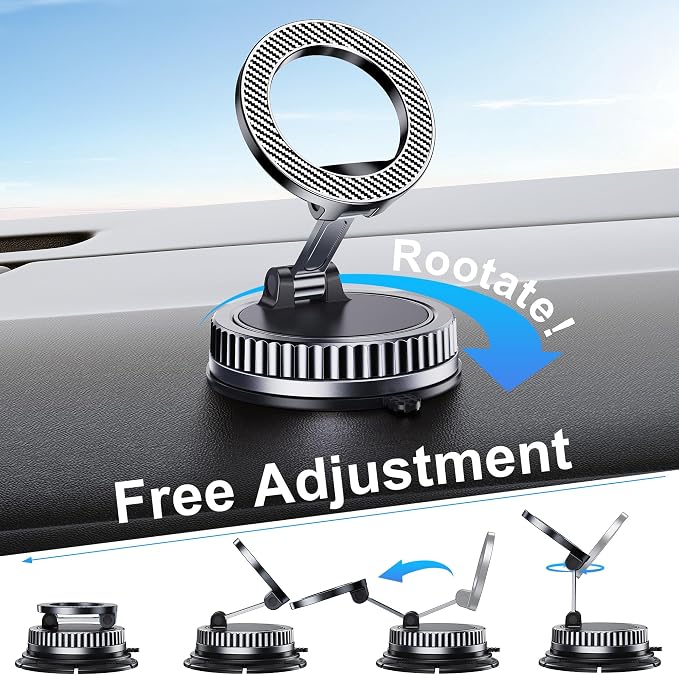 Car Phone Holder for Magsafe [2026 89+LBS Suction & 3700gf Magnetic] 360° Adjustable Cell Phone Mount, Phone Holders for Your Car Dashboard Windshield Speaker Installation for iPhone 17-12 - Image 4