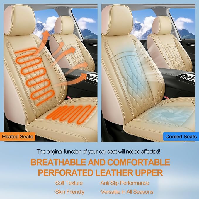 Fit for RAV4 Seat Covers Compatible with Toyota RAV 4 2007-2025 2026 - Waterproof Breathable Leather Automotive Seat Cushions Protector,Airbag Compatible,Full Set 5 Seats(Beige) - Image 9