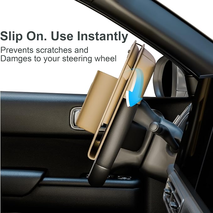 Backseat Car Organizer with Tray 1 Pack,Car Back Seat Eating Tray for Kids, Multifunctional Laptop Desk,Back Seat Car Storage & Tablet Holder for Children(Beige, 1PC) - Image 2