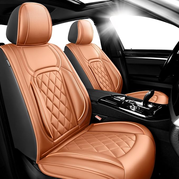 Fit Venza Premium Leather Car Seat Covers for Toyota Venza 2009-2025 2026 - Waterproof，Breathable，All-Weather Seat Cushion Protecto & Airbag Compatible, 2 Front Seat Brown by Unknown