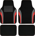 CAR PASS Leather Sporty Car Floor Mats Carpet, Universal Waterproof Automotive Floor Mat Fit for Sedans, Cars, Mid Trucks, Vans, SUV, Set of 4 (Black and Red) by CARPASS