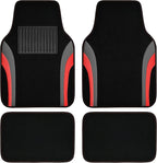 CAR PASS Leather Sporty Car Floor Mats Carpet, Universal Waterproof Automotive Floor Mat Fit for Sedans, Cars, Mid Trucks, Vans, SUV, Set of 4 (Black and Red) by CARPASS
