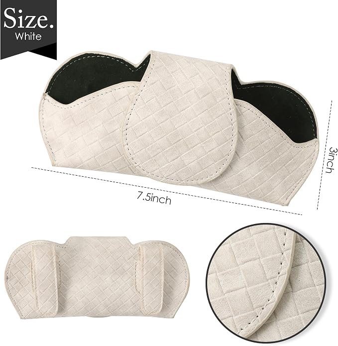 KINIVA White Car Visor Sunglass Holder Leather Glasses Case with Magnetic Closure - Image 5