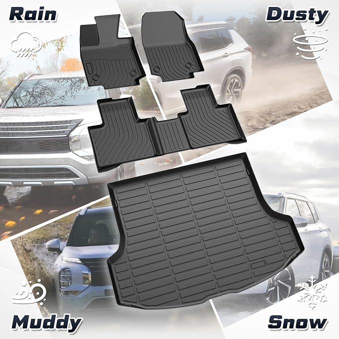 Sunsdrew Floor Mats Set for 2023-2026 Lexus RX350/RX350h/RX500h | All Weather Car Mats Accessories, Rear Cargo Trunk Mat, TPE Rubber, Raised Edge - Image 4