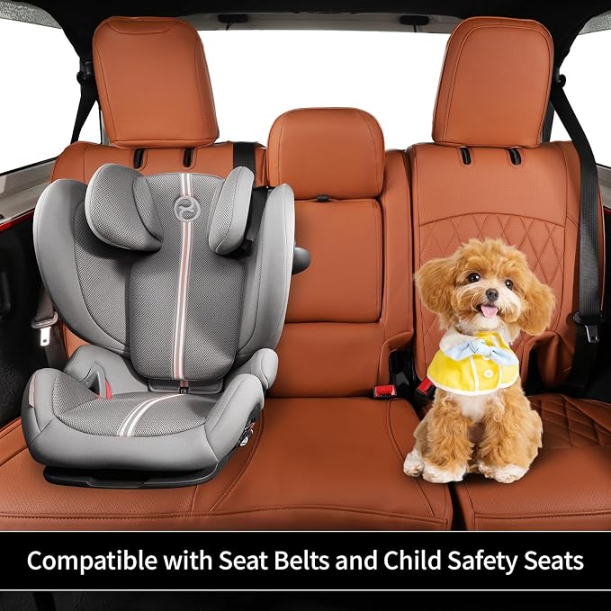 EKR Car Seat Covers for Subaru Forester &Hybrid 2025(NO Base),Full Set | Custom Fit for Subaru Forester &Hybrid 2025 (Not for Base)Glove-Like Fit,Airbag Compatible,Faux Leather(Brown) - Image 8