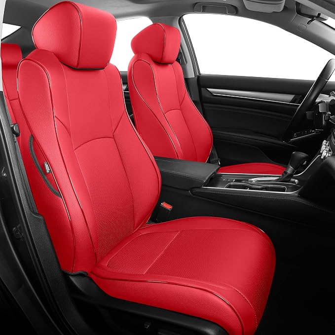 AOMSAZTO Custom Fit Car Seat Covers for Honda Accord LX 2018-2022 | (Rear Solid Folding Backrest )Full Set Waterproof Airbag Compatible Faux Leather Red by AOMSAZTO