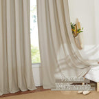 RYB HOME Linen Sheer Curtains 2 Panels for Living Room, Semi Transparent Privacy Drapes with Rod Pocket Farmhouse Style Window Treatments for Bedroom, Taupe, 52" W x 45" L - Image 5
